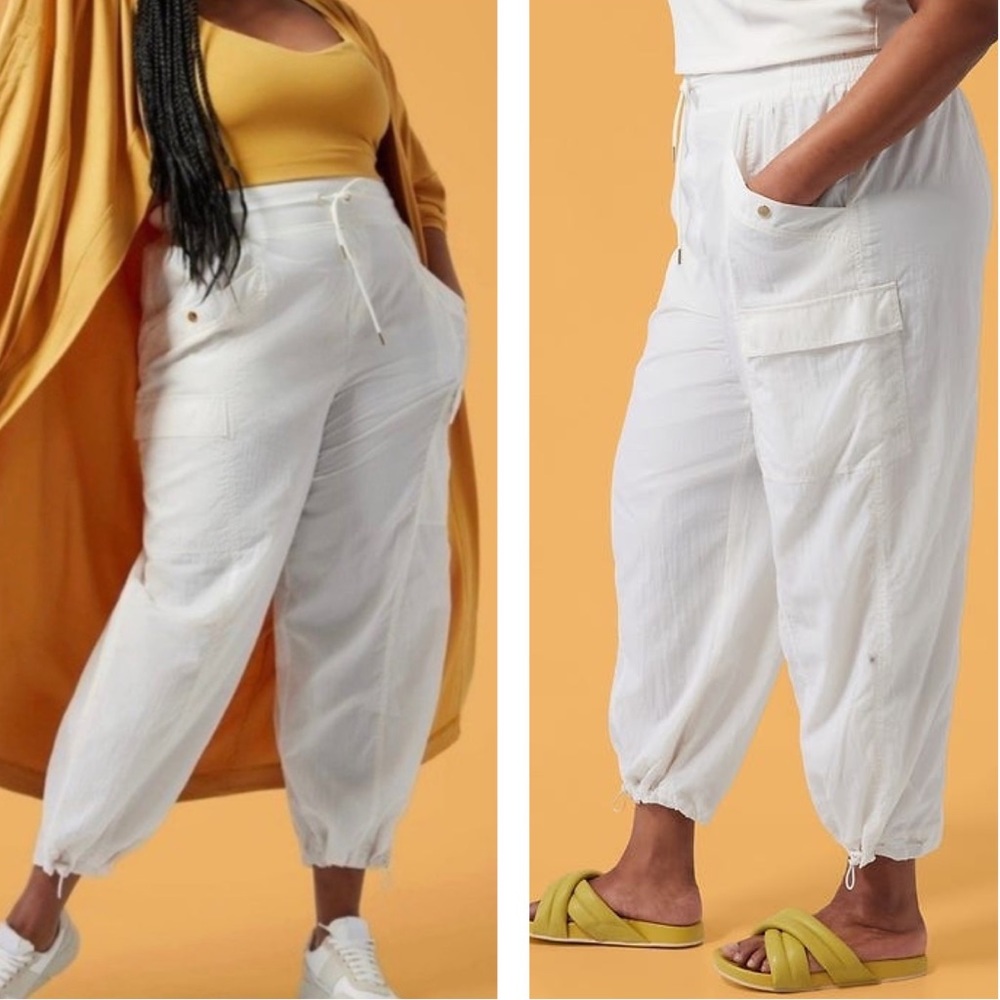 PLUS Athleta X Alicia‎ Keys NEW White High Waist Drawstring Stretch Utility Pant